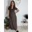 Women's long summer ribbed short sleeve dress (XS/S/M/L ONE SIZE) ITALIAN FASHION IMSM25128