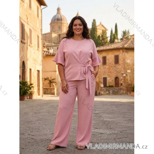 Elegant women's oversized set (40-48 ONE SIZE) POLISH FASHION PMLBL26002/DUR 40 rose old rose