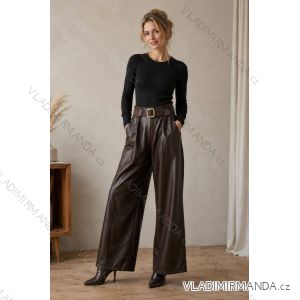 Faux leather pants with belt (42/44/46 ONE SIZE) ITALIAN FASHION IMC260280
