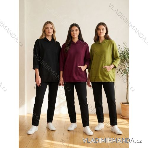 Women's long sleeve hoodie oversized (50/52/54 ONE SIZE) ITALIAN FASHION IM4260313