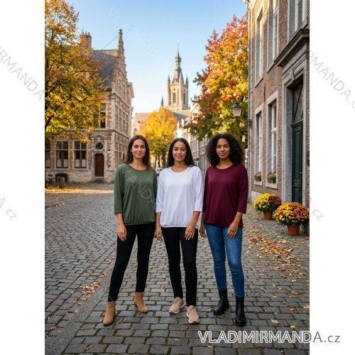 Women's long sleeve viscose T-shirt, oversized (46/48/50 ONE SIZE) ITALIAN FASHION IM426308
