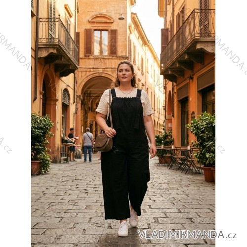 Overal na ramínka dámské nadrozměr (50/52/54 ONE SIZE) ITALSKÁ MÓDA IIMC26000450/DUR 50/52/54 black