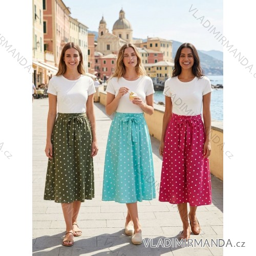 Šaty dlouhé letní puntíky krátký rukáv dámské (S/M/L ONE SIZE) ITALSKÁ MÓDA IMC26155/DUR S / M / L olive green