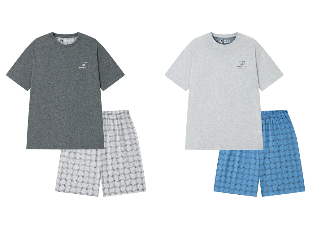 Men's short-sleeved pajamas, oversized (M - 3XL) WOLF S2675C