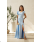 Women's (34-38) POLISH FASHION PMLWD24AMELIA Strapless Sequin Long Party Dress blue 