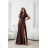 Women's (34-38) POLISH FASHION PMLWD24AMELIA Strapless Sequin Long Party Dress brown Chocolate 