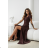 Women's (34-38) POLISH FASHION PMLWD24AMELIA Strapless Sequin Long Party Dress brown Chocolate 