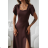 Women's (34-38) POLISH FASHION PMLWD24AMELIA Strapless Sequin Long Party Dress brown Chocolate 