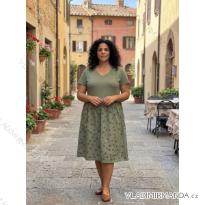 Summer dress oval short sleeve women's oversized (50/52/54 ONE SIZE) ITALIAN FASHION IM425011