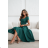 Women's (34-38) POLISH FASHION PMLWD24AMELIA Strapless Sequin Long Party Dress zelená tmavá 38