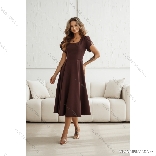 Women's (34-38) POLISH FASHION PMLWD24AMELIA Strapless Sequin Long Party Dress brown Chocolate 48