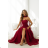 Women's (34-38) POLISH FASHION PMLWD24AMELIA Strapless Sequin Long Party Dress vínová bordo 34