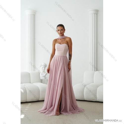 Women's (34-38) POLISH FASHION PMLWD24AMELIA Strapless Sequin Long Party Dress rose old rose 34