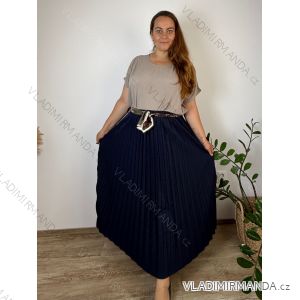 Women's long pleated skirt with belt, oversized (44/46/48 ONE SIZE) ITALIAN FASHION IM4260315