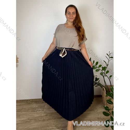 Women's long pleated skirt with belt, oversized (44/46/48 ONE SIZE) ITALIAN FASHION IM4260315