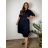 Shirt 3/4 sleeve ladies strip (4XL/5XL ONE SIZE) ITALSKÁ MÓDA IM422026 46/48/50 black