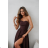 Women's (34-38) POLISH FASHION PMLWD24AMELIA Strapless Sequin Long Party Dress brown Chocolate 34