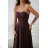 Women's (34-38) POLISH FASHION PMLWD24AMELIA Strapless Sequin Long Party Dress brown Chocolate 34