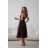 Women's (34-38) POLISH FASHION PMLWD24AMELIA Strapless Sequin Long Party Dress brown Chocolate 34