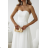 Women's (34-38) POLISH FASHION PMLWD24AMELIA Strapless Sequin Long Party Dress white 34