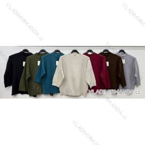 Women's knitted sweater with stand-up collar 3/4 sleeves OVERSIZE (S/M/L ONE SIZE) ITALIAN FASHION IM4260341