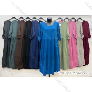 Cotton corduroy dress 3/4 sleeve women's oversized (46/48/50 ONE SIZE) ITALIAN FASHION IM4260324