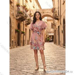 Women's Lace Cotton Short Sleeve Dress (S/M ONE SIZE) ITALIAN FASHION IMM23M7267