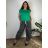 Women's Long Summer Pants with Belt (S/M ONE SIZE) ITALIAN FASHION IMD24080  šedá tmavá