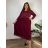 Women's long sleeve corduroy cotton dress, oversized (46/48/50 ONE SIZE) ITALIAN FASHION IM4260322  wine