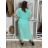 Long casual short sleeve women's dress, oversized (42/44/46 ONE SIZE) ITALIAN FASHION IMD2525370 S / M / L light mint