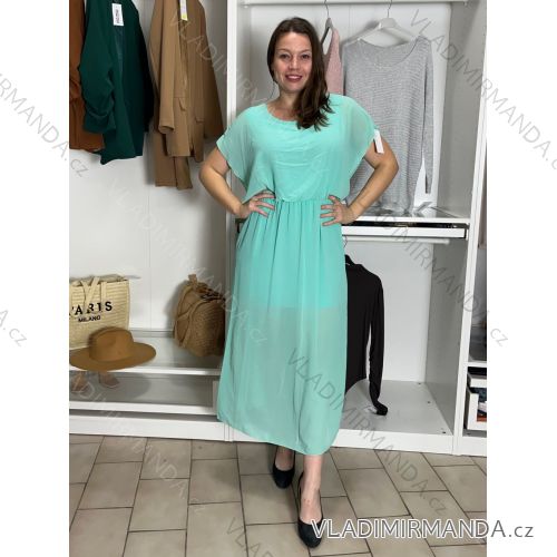 Long casual short sleeve women's dress, oversized (42/44/46 ONE SIZE) ITALIAN FASHION IMD2525370 S / M / L light mint
