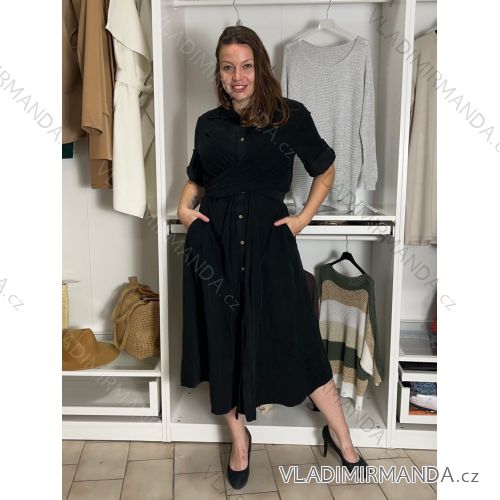 Women's Long Summer Sleeveless Dress KLEO (S/M ONE SIZE) ITALIAN FASHION IMSM2600018 S / M / L black