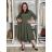Women's Long Sleeve Belted Shirt Dress (S/M ONE SIZE) ITALIAN FASHION  IMPSS260002/DUR S / M / L black