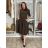 Women's Long Sleeve Belted Shirt Dress (S/M ONE SIZE) ITALIAN FASHION  IMPSS260002/DUR S / M / L black