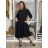 Women's Long Sleeve Belted Shirt Dress (S/M ONE SIZE) ITALIAN FASHION  IMPSS260002/DUR S / M / L black