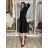 Women's Long Sleeve Belted Shirt Dress (S/M ONE SIZE) ITALIAN FASHION  IMPSS260002/DUR S / M / L black