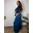 Women's Long Chiffon Short Sleeve Dress (S/M ONE SIZE) ITALIAN FASHION IMWGS231048 46/48/50 black