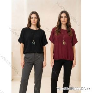 Women's oversized short sleeve knitted sweater (44/46/48 ONE SIZE) ITALIAN FASHION IMD26106