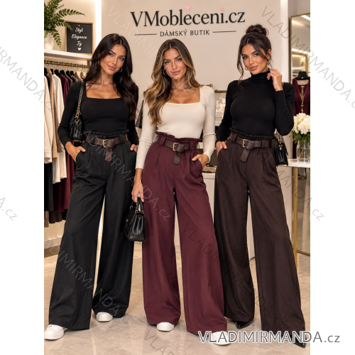 Elegant oversize long wide-leg trousers with belt for women (S/M/L ONE SIZE) ITALIAN FASHION IM3262969