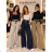 Elegant oversize long wide-leg trousers with belt for women (S/M/L ONE SIZE) ITALIAN FASHION IM3262969