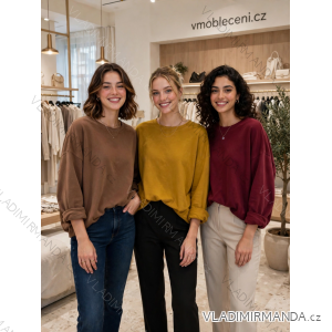 Women's Oversized Knitted Long Sleeve Sweater (S/M ONE SIZE) ITALIAN FASHION IMSN2416125