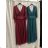 Women's short sleeve summer casual dress (S/M/L ONE SIZE) ITALIAN FASHION IMWGB25022 emerald green S / M / L