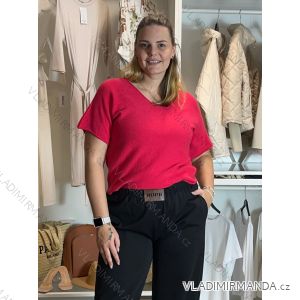 Women's oversized short sleeve knitted sweater (44/46/48 ONE SIZE) ITALIAN FASHION IMD26106