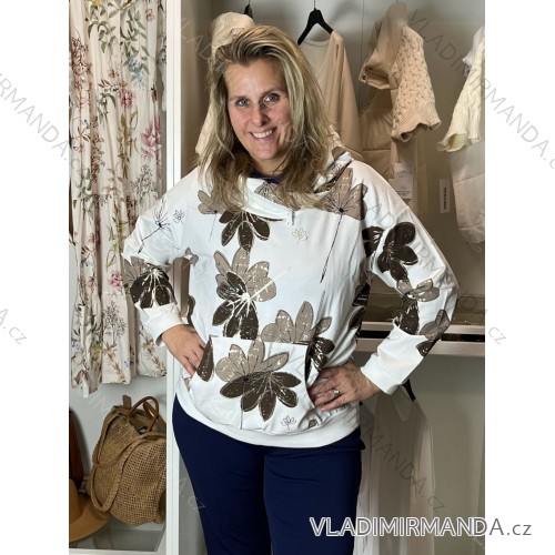 Women's long sleeve hoodie (XL/XXL ONE SIZE) ITALIAN FASHION IMC260262 S / M / L white