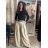 Elegant oversize long wide-leg trousers with belt for women (S/M/L ONE SIZE) ITALIAN FASHION IM3262969 S / M / L beige