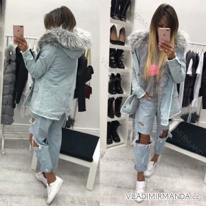 Jacket winter park jeans with fur women KZELL ITALIAN MODA IM917359
