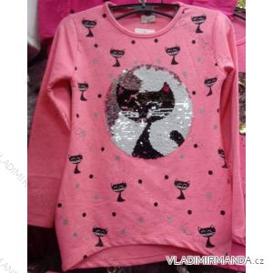 T-shirt warm long sleeve with children's sequins and teenage girls (128-164) TUZZY TURKEY MODA TM217058
