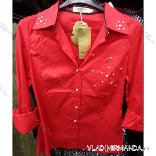 Blouse-shirt with pearls elegant long sleeve ladies (uni sl) REESIA PARIS ITALIAN Fashion IMC17H8815

