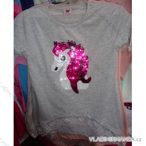 T-shirt short sleeve with baby sequins and teen girl (128-164) TUZZY TURKEY MODA TM218003041
