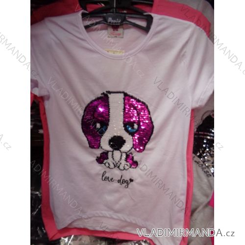 T-shirt short sleeve with children's sequins and teenage girls (128-164) TUZZY TURKEY MODA TM218010